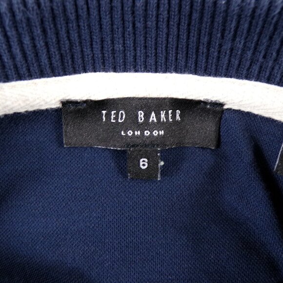 TED BAKER LONDON Galton Tipped Cotton Blend Polo Navy - size 6 (2XL) #519 - Picture 5 of 9